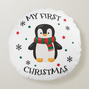Mon premier Coussin rond de pingouin de Noël