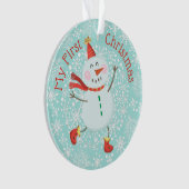 Mon premier Noël Baby Photo Snowman Snowflakes (devant)