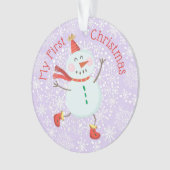 Mon premier Noël Baby Photo Snowman Snowflakes (devant)