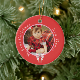 Mon premier Noël Bow photo Année Ornement