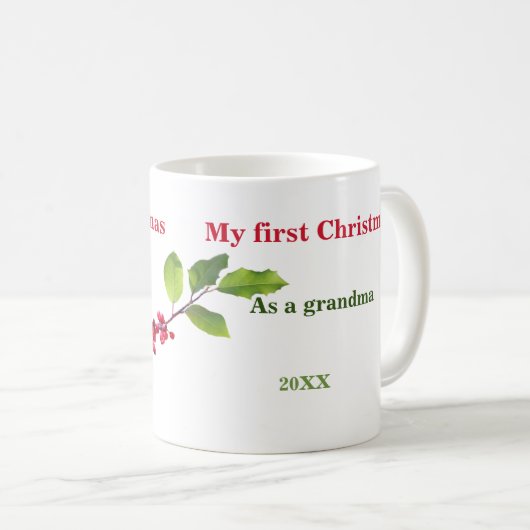 Mon premier Noël comme grand-mère sainte baies Mug (Devant droit)