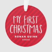 Mon premier Noël mignon rouge rayé bébé photo (devant)