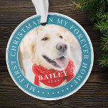 Mon premier Noël pour toujours Accueil Moderne Pho<br><div class="desc">Ce design simple et classique est composé de typographie serif et d'ajouter une photo personnalisée. "Mon premier Noël dans ma maison à jamais" encercle la photo personnalisée.</div>