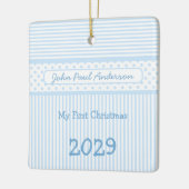 Mon premier Noël Stripes Minuscule Ornement Photo  (Gauche)