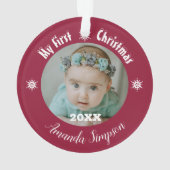 Mon premier ornement encadré de flocon de neige de (dos)