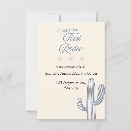 Mon Premier Rodéo Invitation pour le Premier Anniv (Devant)