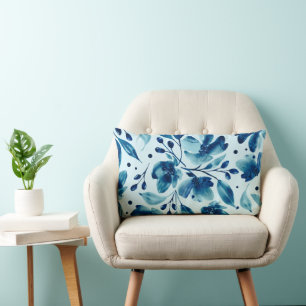 Mona Blues Modern Waterverf Floral omkeerbaar Kussen