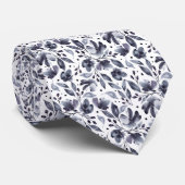 Mona Gray and White Modern Floral Designer Stropdas (Opgerold)