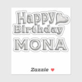 Mona Happy Birthday silver Aufkleber Sticker (Vel)