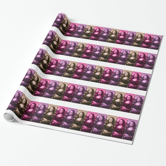Mona Lisa Animal Print Paarse roze chocolade Cadeaupapier (Uitgerold)