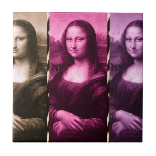 Mona Lisa Animal Print Paarse roze chocolade Tegeltje (Voorkant)