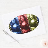 Mona Lisa Animal Print Primaire kleuren Ovale Sticker (Envelop)