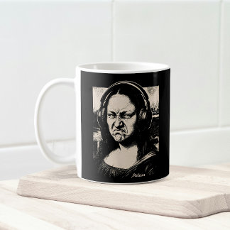 Mona Lisa Bass Face Funny Music Lovers DJs Koffiemok