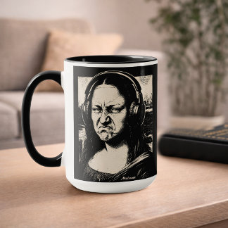 Mona Lisa Bass Face Funny Music Lovers DJs Mok