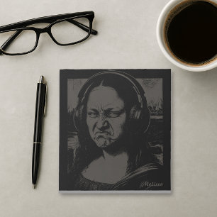 Mona Lisa Bass Gezicht Grappige Muziek Liefhebbers Notitieblok