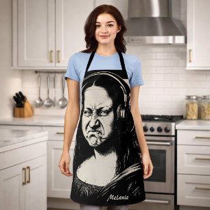 Mona Lisa Bass Gezicht Grappige Muziek Liefhebbers Schort