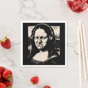 Mona Lisa Bass Gezicht Grappige Muziek Liefhebbers Servet