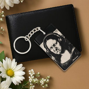 Mona Lisa Bass Gezicht Grappige Muziek Liefhebbers Sleutelhanger