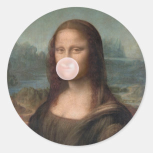 Mona Lisa Bgloeiroze Bubble gom Ronde Sticker