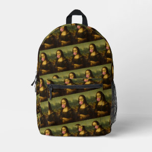 Mona Lisa blaast roze bubbelkauwgom Bedrukte Rugzak