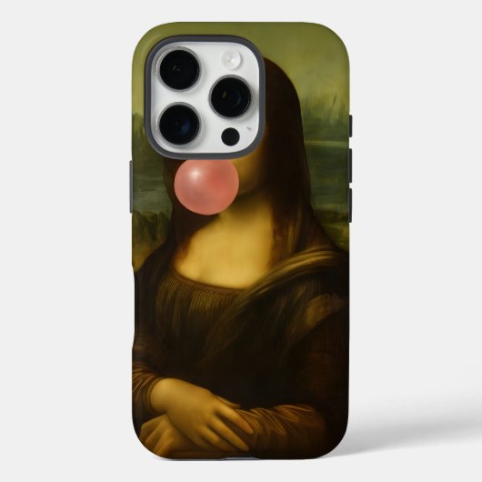 Mona Lisa blaast roze bubbelkauwgom Case-Mate iPhone Case (Achterkant)