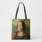 Mona Lisa blaast roze bubbelkauwgom Draagtas (Voorkant)