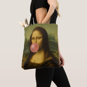 Mona Lisa blaast roze bubbelkauwgom Draagtas