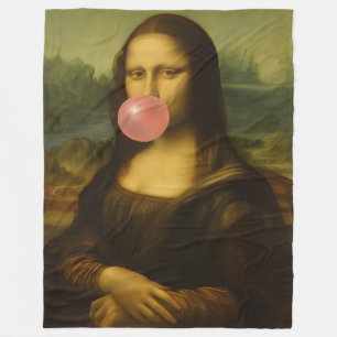 Mona Lisa blaast roze bubbelkauwgom Fleece Deken