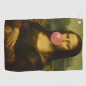 Mona Lisa blaast roze bubbelkauwgom Golfhanddoek (Horizontaal)