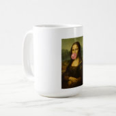 Mona Lisa blaast roze bubbelkauwgom Koffiemok (Voorkant links)