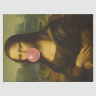 Mona Lisa blaast roze bubbelkauwgom Tissuepapier