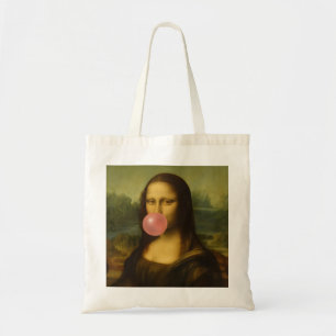 Mona Lisa blaast roze bubbelkauwgom Tote Bag