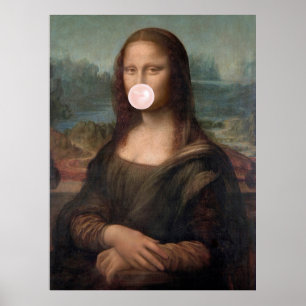 Mona Lisa Blaast Roze Bubble Gum  Poster