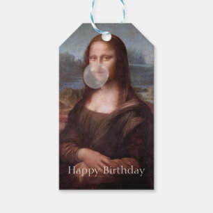 Mona Lisa blazen gom Gelukkige verjaardag Cadeaulabel