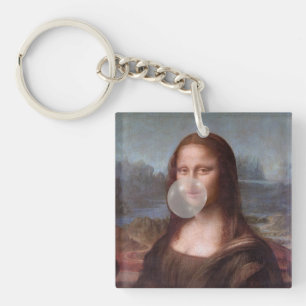 Mona Lisa blazen grijze kauwgom Sleutelhanger