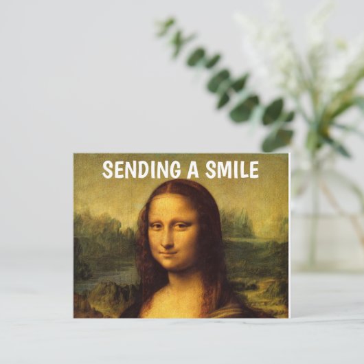 MONA LISA BRIEFKAART DAT EEN KLEIN VERZENDT (Staand voorkant)