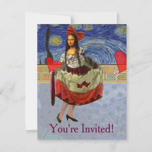  Mona Lisa bruidsdouche uitnodiging (Achterkant)