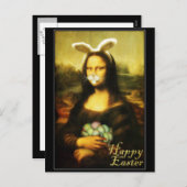 Mona Lisa Bunny Ears Easter Feestdagenkaart (Voorkant / Achterkant)