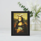 Mona Lisa Bunny Ears Easter Feestdagenkaart (Staand voorkant)