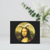 Mona Lisa Bunny Ears Easter Feestdagenkaart (Staand voorkant)