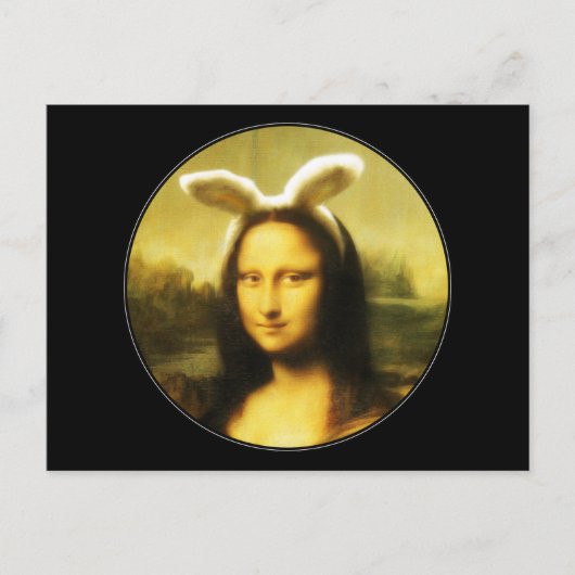 Mona Lisa Bunny Ears Easter Feestdagenkaart (Voorkant)