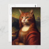 Mona Lisa Cat Briefkaart (Voorkant / Achterkant)