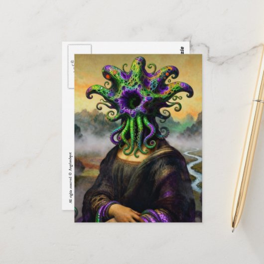 Mona Lisa Cthulhu Briefkaart (Voorkant / Achterkant in situ)