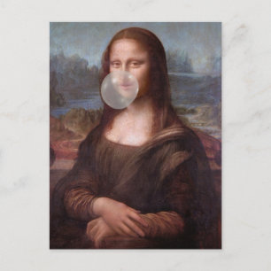 Mona Lisa die grijze kauwgom blaast Briefkaart