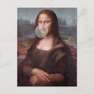 Mona Lisa die grijze kauwgom blaast Briefkaart
