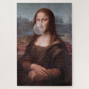 Mona Lisa die grijze kauwgom blaast Legpuzzel