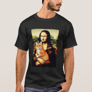 Mona lisa die kat vasthoudt voor kattenliefhebber t-shirt