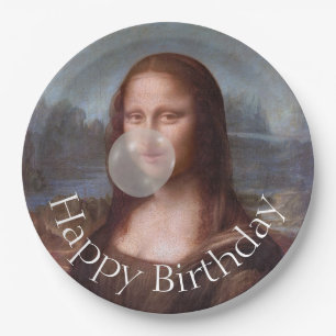 Mona Lisa die kauwgum blaast Gefeliciteerd Papieren Bordje