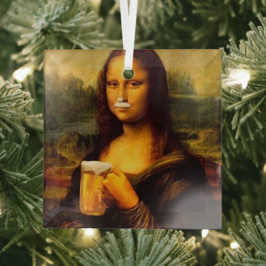 Mona Lisa drink bier, Beer lover Glas Ornament (Insitu)