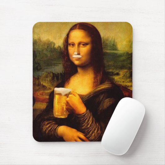 Mona Lisa drink bier, Beer lover Muismat (Met muis)